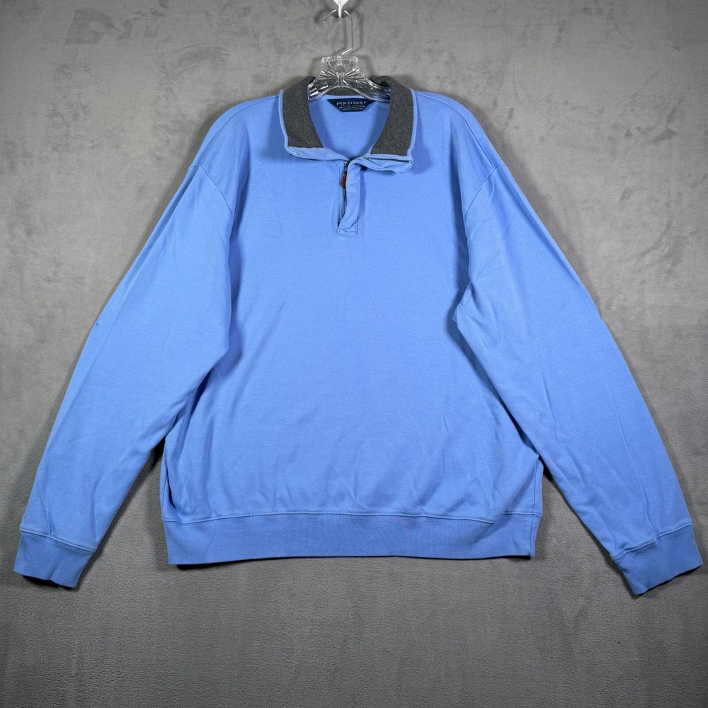Polo Golf Ralph Lauren Sweater Mens XL Blue 1/4 Zip Pullover Long Sleeve Preppy
